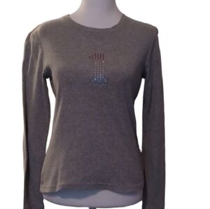 -- New York & Company Gray Crewneck Sweater with Dotted Design Women's Size XS